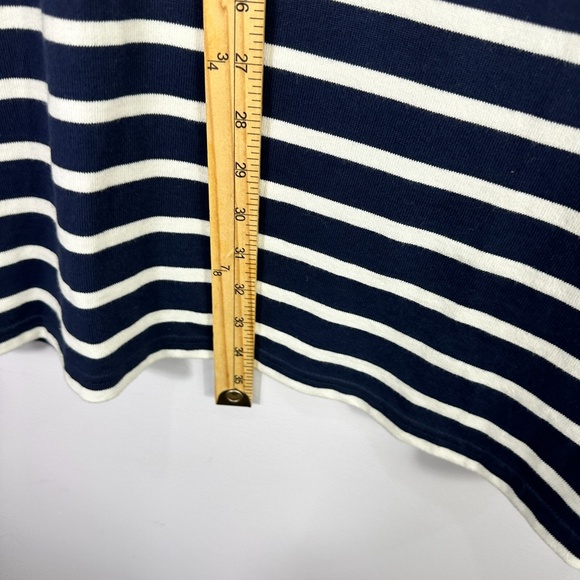 LL Bean Heritage Mariner Dress Womens Medium Petite Blue Striped Nautical Preppy - Picture 4 of 5